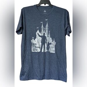 EUC Disney Adult Shirt - Walt And Mickey Partners Castle Silhouette Tee